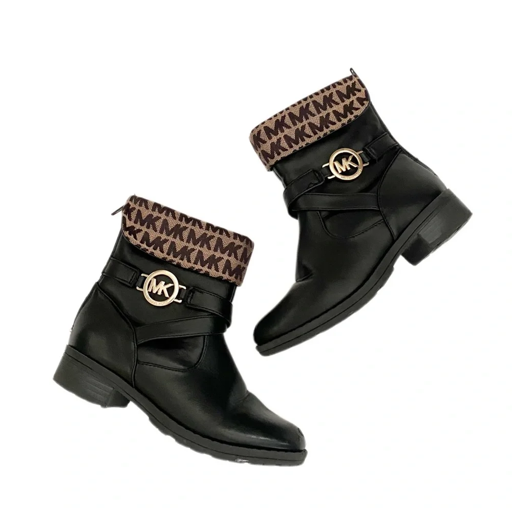 Michael Kors Naveela 2 Little Girls Black Faux Leather Boots